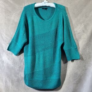 Apt 9 Long Sequin Sweater Green Size L